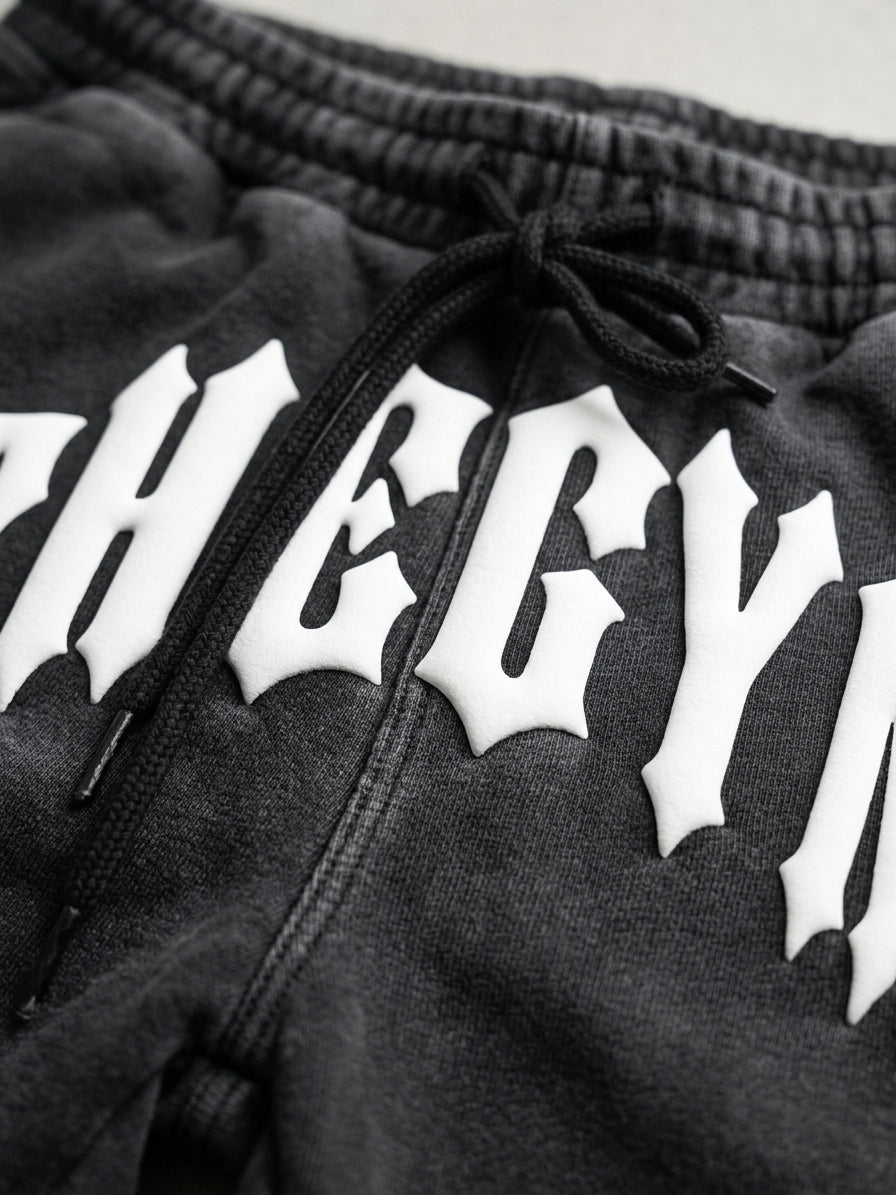 The Gym | Distressed Fleece Shorts - Vintage Black